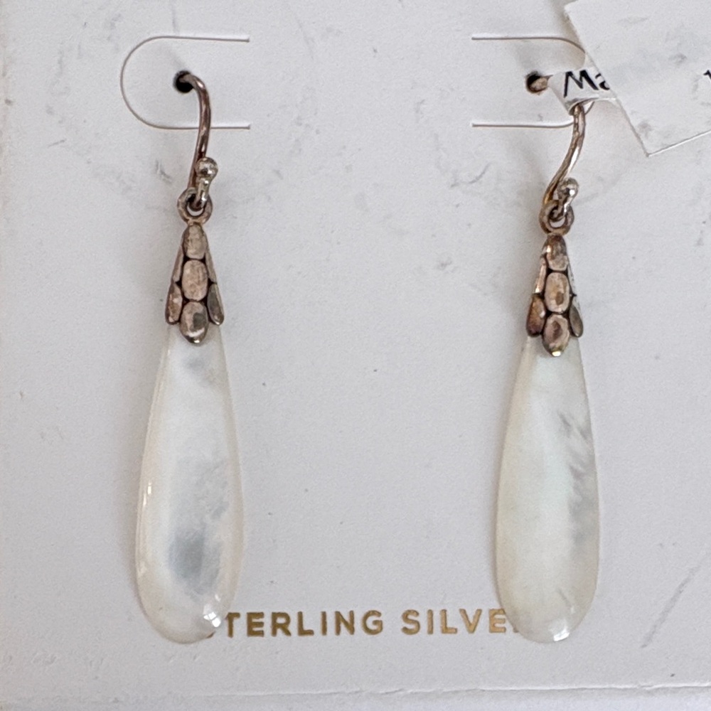 Sterling Silver White Mother-of-Pearl Teardrop Earrings